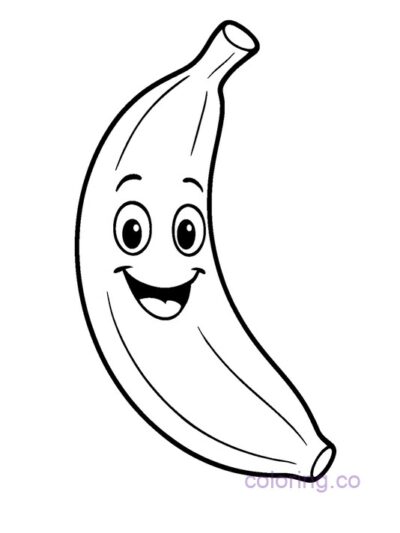 Smiley Banana Face Coloring Page