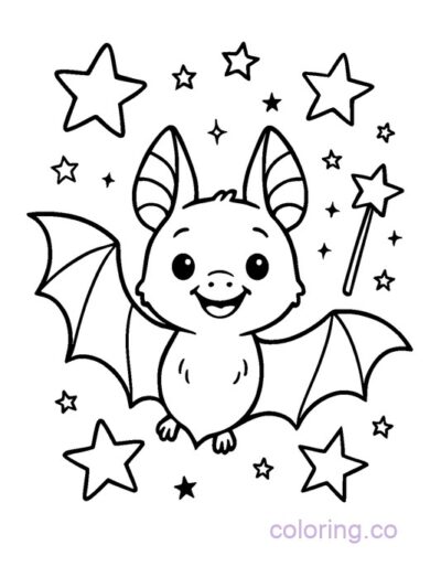 Smiley Bat Coloring Page for Preschool