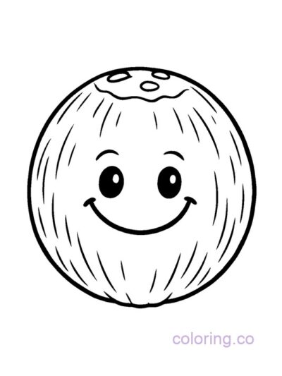 Smiley Coconut Face Coloring Page for Preschoolers