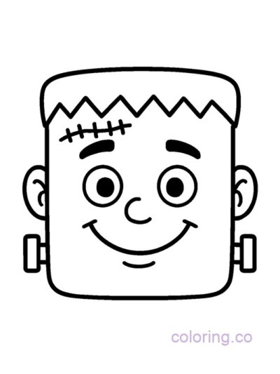 Smiley Frankenstein Face Coloring Page