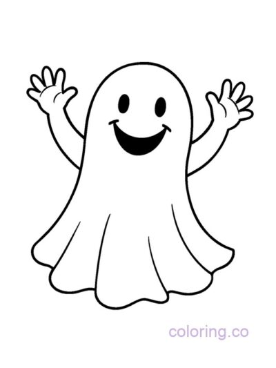 Smiley Ghost Parade Coloring Page