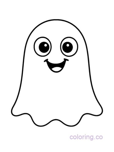 Cute Smiling Ghost Coloring Page