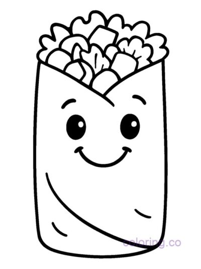 Smiling Burrito Coloring Page for Preschool Fun