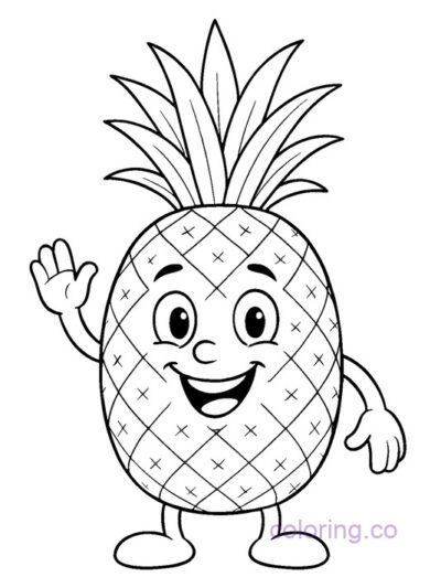 Cute Smiling Pineapple Coloring Page