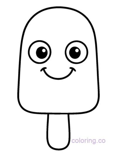 Bright Smiling Popsicle Coloring Page for Preschoolers