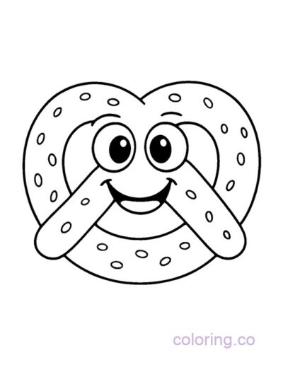 Cute Pretzel Coloring Page for Preschoolers