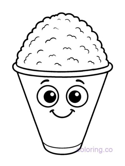 Cute Smiling Snow Cone Coloring Page for Preschoolers
