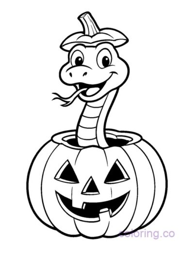 Halloween Snake in Pumpkin Coloring Page