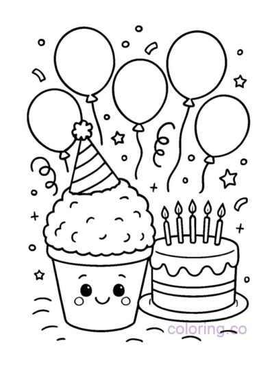 Snow Cone Birthday Party Coloring Page for Kids