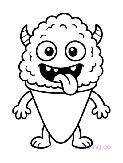 Cute Snow Cone Monster Coloring Page for Kids