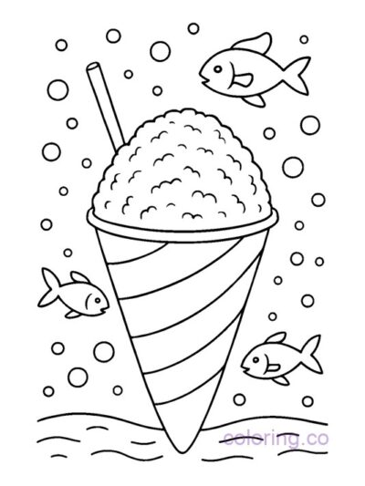 Fun Underwater Snow Cone Coloring Page for Kids