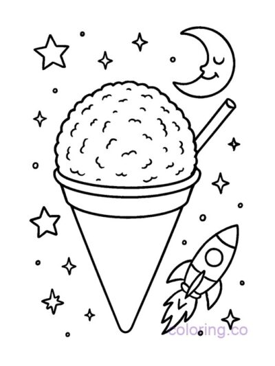 Fun Space Adventure Snow Cone Coloring Page