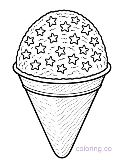 Fun Snow Cone with Stars Coloring Page for Kids