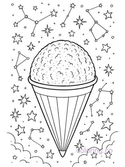 Snow Cone Zodiac Stars Coloring Page for Teens