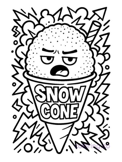 Fun Snow Cone Coloring Page for Kids and Teens
