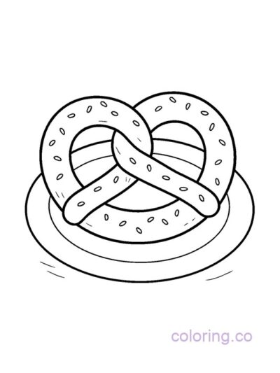 Soft Pretzel Coloring Page for Preschoolers