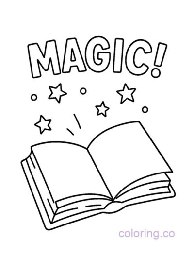 Magic Spell Book Coloring Page for Preschool