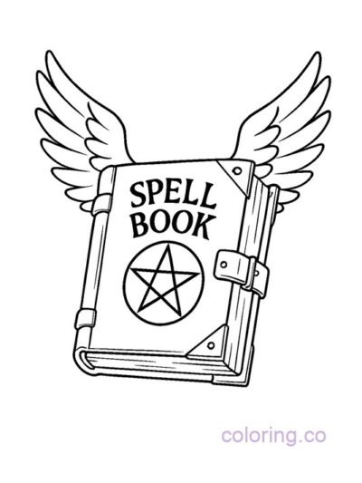 Enchanting Spell Book Coloring Page