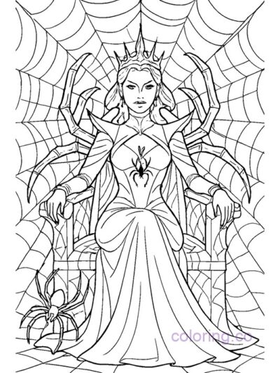 Enchanting Spider Queen Coloring Page