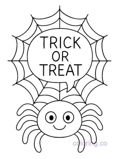 Trick or Treat Spider Coloring Page