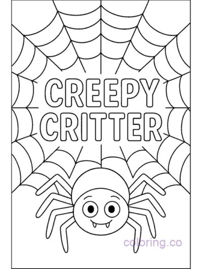Spider Web Frame Coloring Page for Preschool