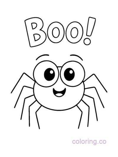 Cute Spider Saying Boo Coloring Page