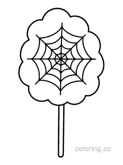Spiderweb Cotton Candy Coloring Page
