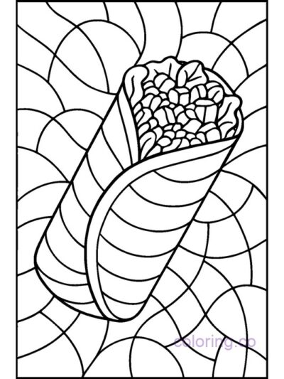 Stained Glass Burrito Coloring Page for Adults