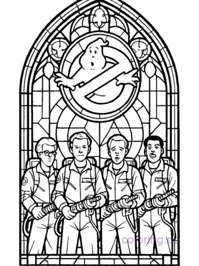 Stained Glass Ghostbusters Cathedral Coloring Page