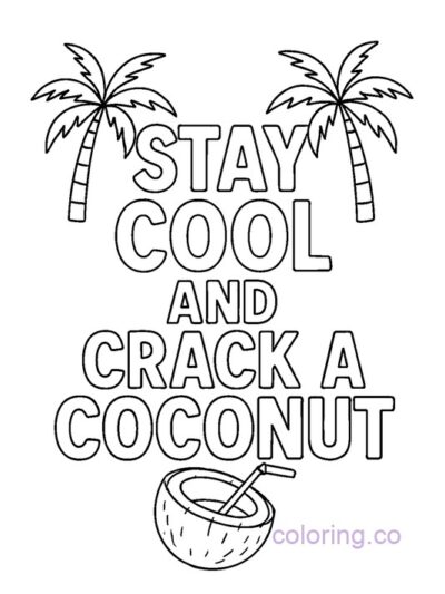 Stay Cool and Crack a Coconut Coloring Page