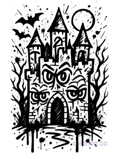 Haunted Castle Street Art Coloring Page
