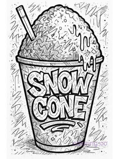 Vibrant Street Art Snow Cone Coloring Page for Teens