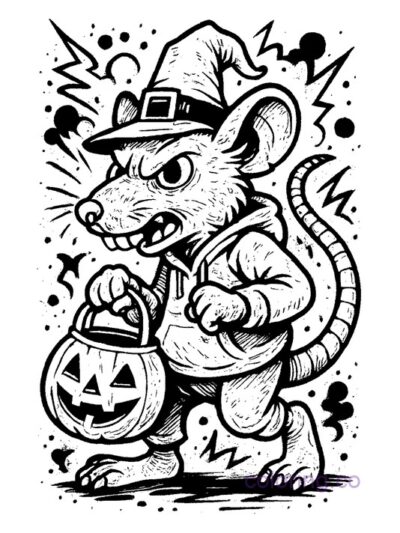 Street Art Rat Trick-or-Treating Coloring Page