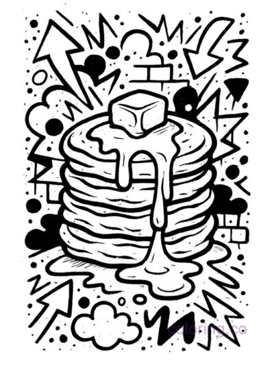 Street Art Pancake Graffiti Coloring Page