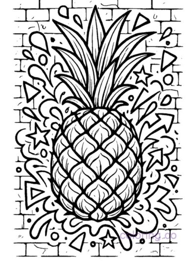Street Art Pineapple Coloring Page