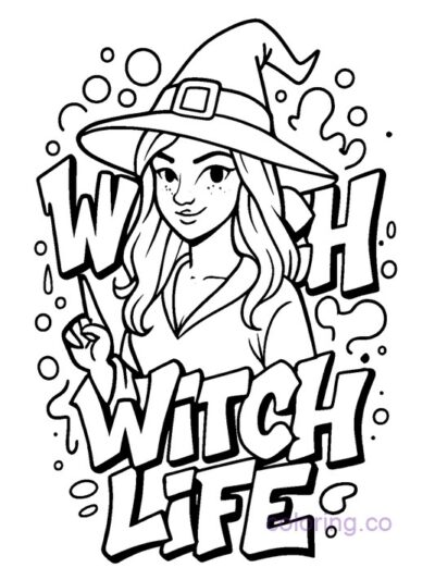 Street Art Witch Life Coloring Page