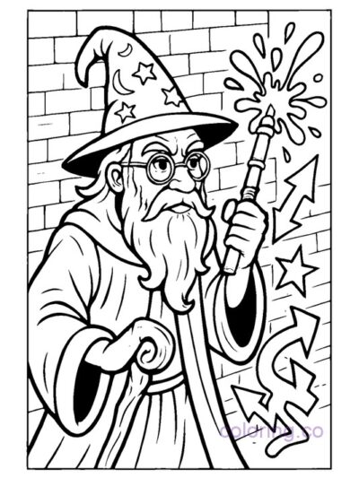 Street Art Wizard with Graffiti Wand Coloring Page