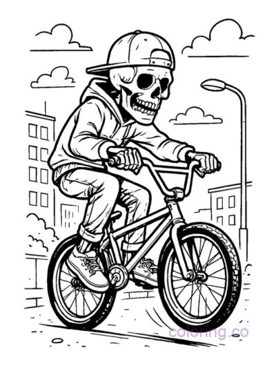 Streetstyle Skeleton BMX Coloring Page