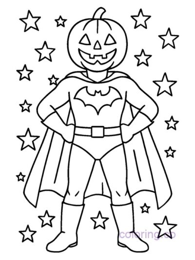 Halloween Superhero Coloring Page