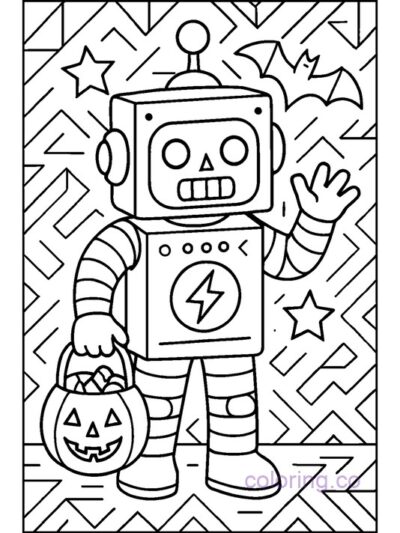 Halloween Robot Costume Coloring Page