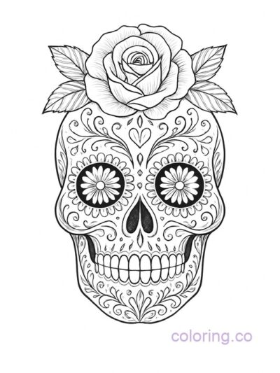 Intricate Sugar Skull Coloring Page