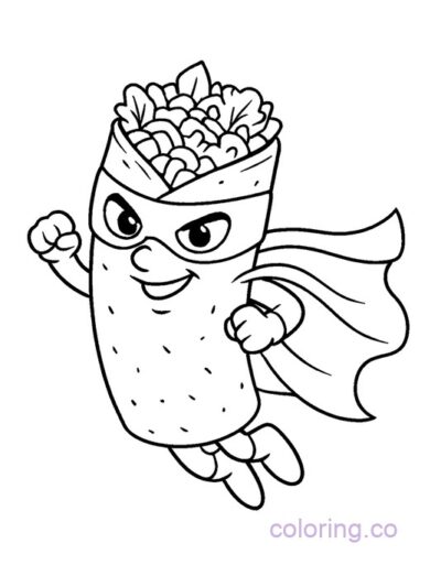 Superhero Burrito Coloring Page for Kids