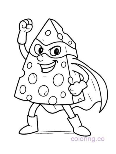 Fun Superhero Cheese Coloring Page for Kids