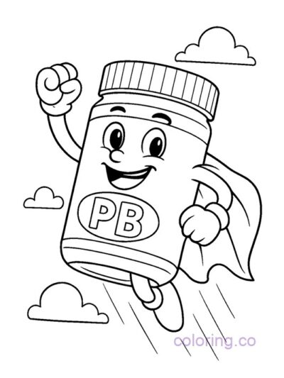 Superhero Peanut Butter Coloring Page for Kids