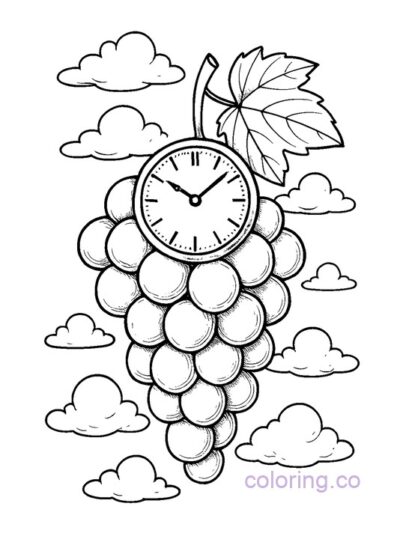 Surreal Grape Clock Coloring Page