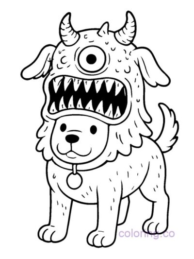 Surreal Monster Dog Coloring Page