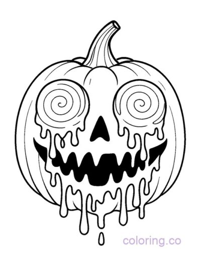Surreal Pumpkin Face Coloring Page
