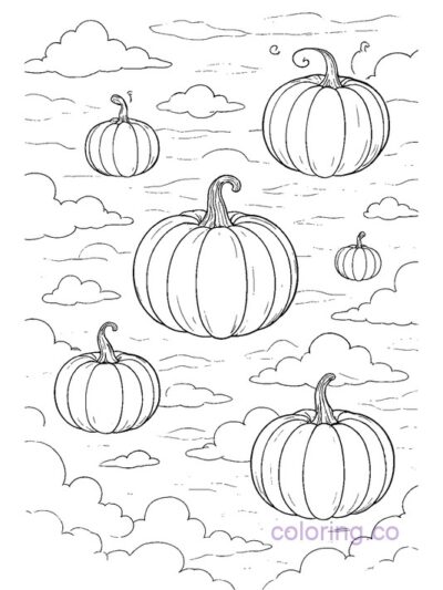 Surreal Pumpkin World Coloring Page