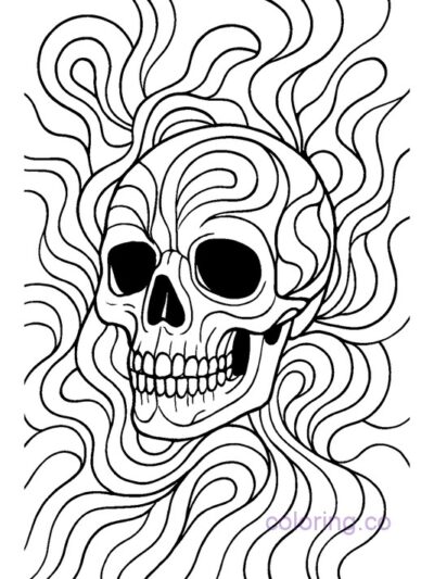 Surreal Skull Coloring Page