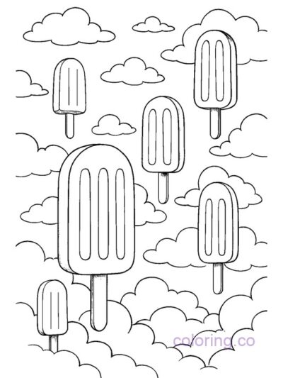 Surrealist Popsicle World Coloring Page for Teens